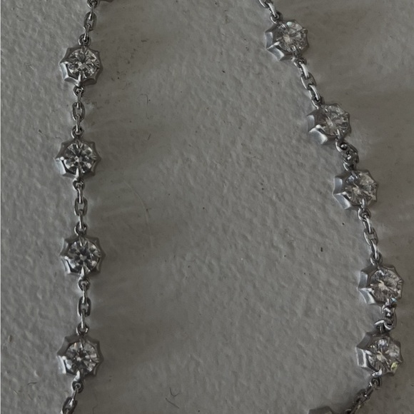 Elegant Diamond Sterling Chain Bezel Bracelet with real lab diamonds.F color VS